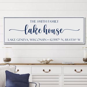 Custom Lake House Sign, Personalized Lake House Sign, Lake Sign With Custom Coordinates