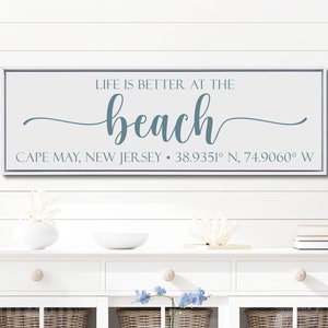 Custom Beach House Sign, Beach House Sign With Coordinates, Life Is Better At The Beach