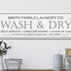 Personalized Wash and Dry Laundry Sign, Custom Laundry Sign, Personalized Decor