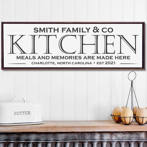 Personalized Family Kitchen Sign, Custom Kitchen Sign, Farmhouse Kitchen Wall Art