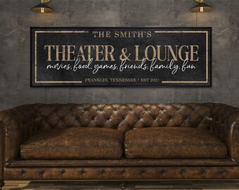 Custom Theater Sign, Home Theater Sign, Personalized Decor