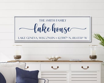 Custom Lake House Sign, Personalized Lake House Sign, Lake Sign With Custom Coordinates