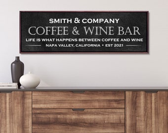 Personalized Coffee And Wine Bar Sign, Custom Coffee and Wine Bar Sign, Coffee and Wine Wall Decor