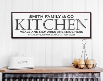 Personalized Family Kitchen Sign, Custom Kitchen Sign, Farmhouse Kitchen Wall Art