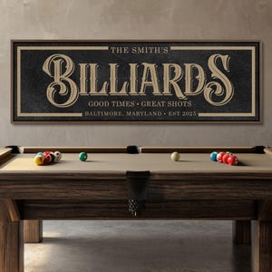 Personalized Billiards Sign, Modern Farmhouse Billiards Sign, Personalized Decor