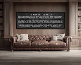 Man in the Arena Sign: Inspirational Office Wall Art, Motivational Quote Print for Workplace Decor