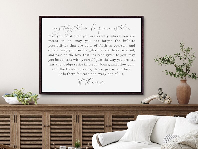 May Today There Be Peace Within Saint Therese Quote Sign Etsy