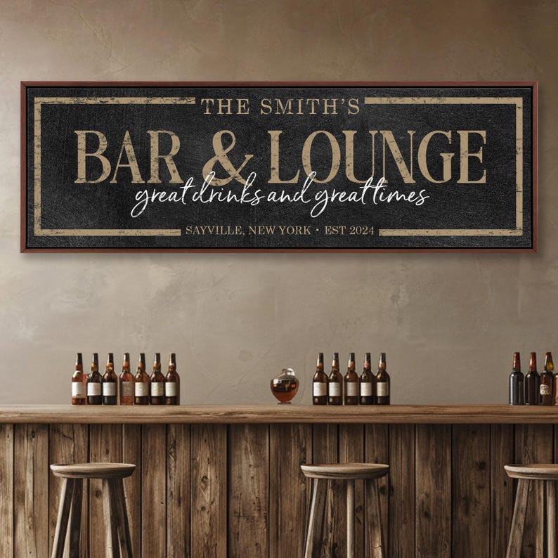 Custom Bar and Lounge Sign: Personalized Home Bar Decor image 4