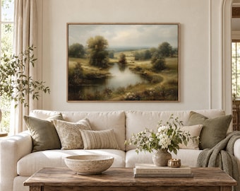 Vintage Style Canvas Print: Neutral Muted Horizontal Wall Decor