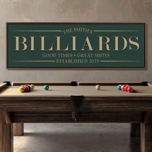 Personalized Billiards Sign for Home Billiards Room