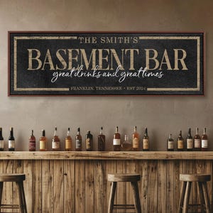 Custom Basement Bar Sign: Personalized Family Name Decor image 6