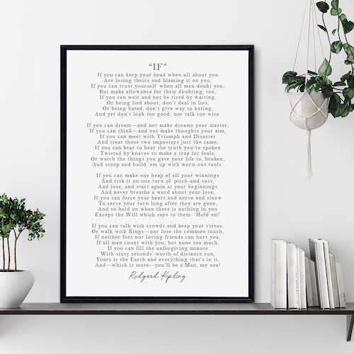 If Kipling Poem Graduation Gift Inspirational Poem If - Etsy