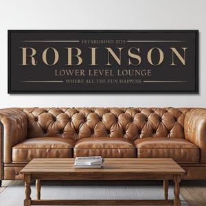 Lower Level Lounge Sign, Basement Sign, Personalized Decor