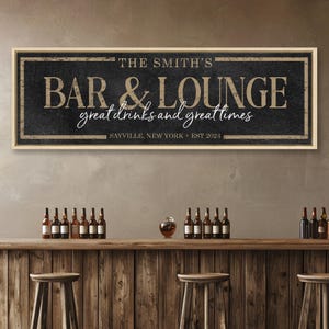 Custom Bar and Lounge Sign: Personalized Home Bar Decor image 6