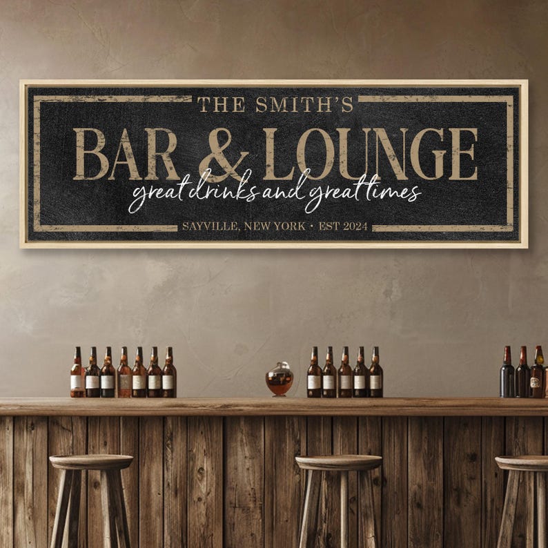 Custom Bar and Lounge Sign: Personalized Home Bar Decor image 6