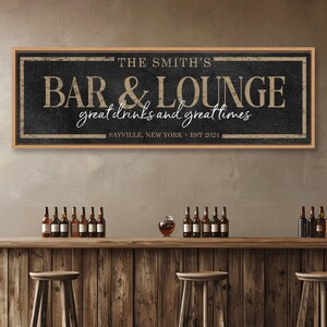 Custom Bar and Lounge Sign: Personalized Home Bar Decor image 7