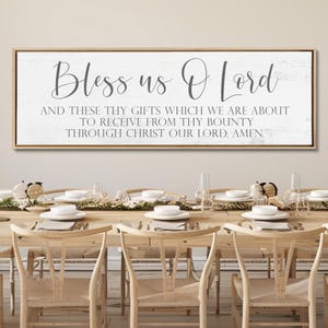 Rustic Wooden Dining Room Blessing Sign, Inspirational Wall Art for Kitchen Decor
