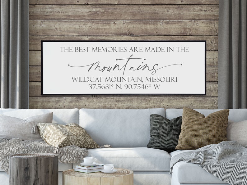 Custom Mountain House Sign, The Best Memories Are Made In The Mountains, Custom Sign With Coordinates image 2