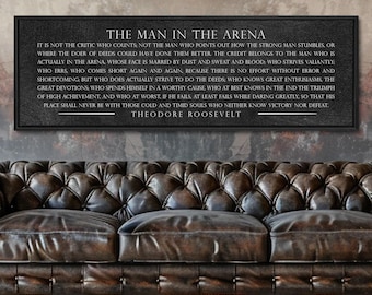 Inspirational Man in the Arena Quote Sign - Motivational Office Wall Art Decor Print Poster