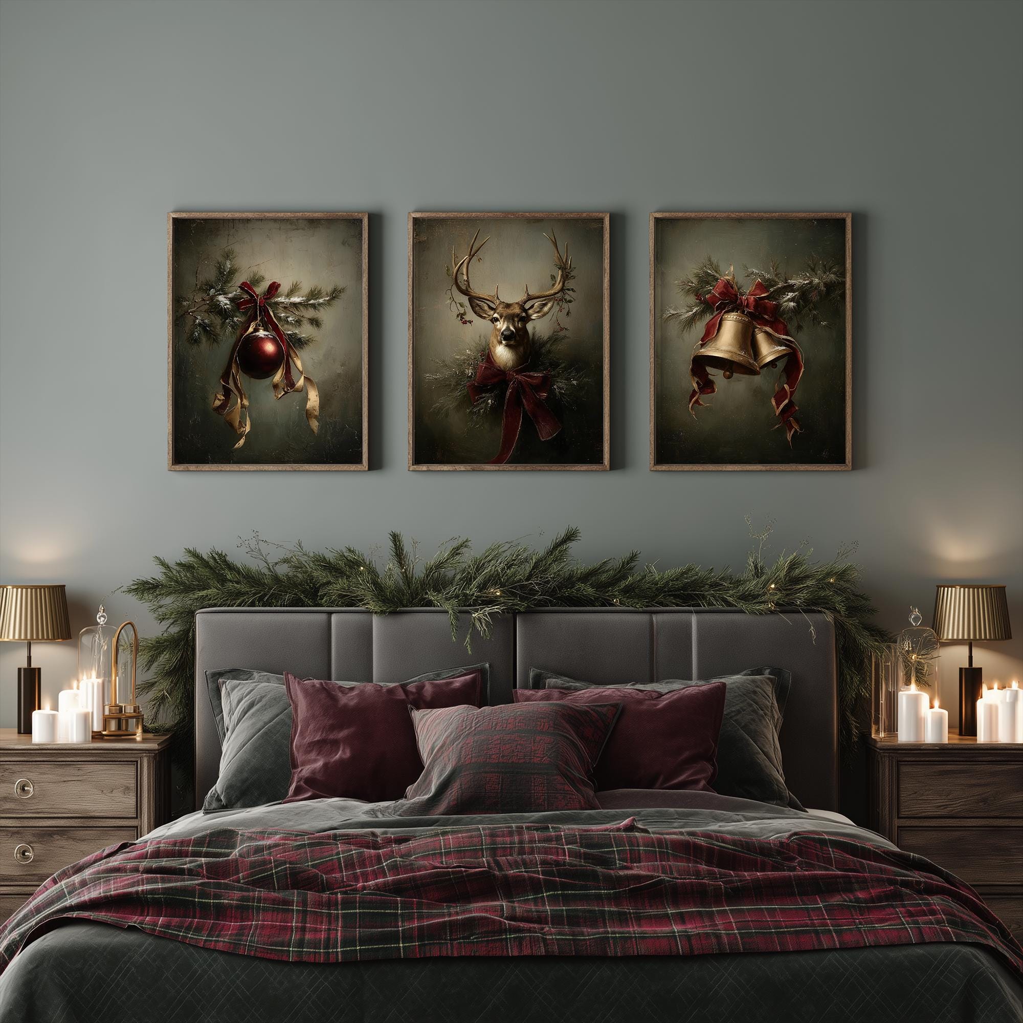 Classic Christmas Art Print Set of 3, Traditional Holiday Decor - Etsy