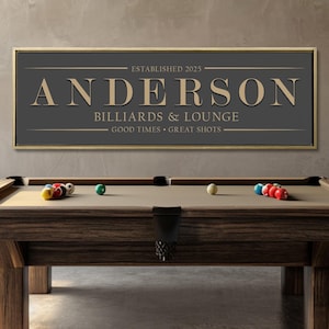 Personalized Billiards Sign With Last Name and Established Date