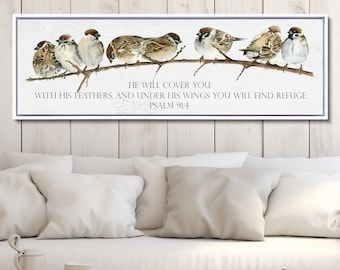 Master Bedroom Sign, He Will Cover You With HIs Feathers, Bible Verse Sign