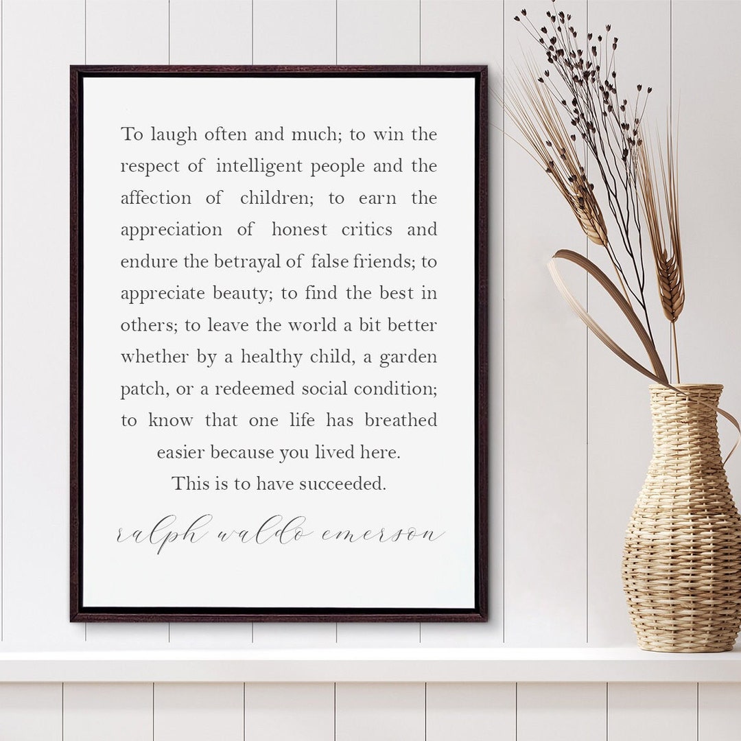 Emerson Success Quote Sign Etsy