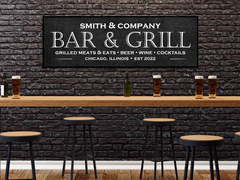 Custom Bar and Grill Sign Personalized Bar and Grill Sign Etsy