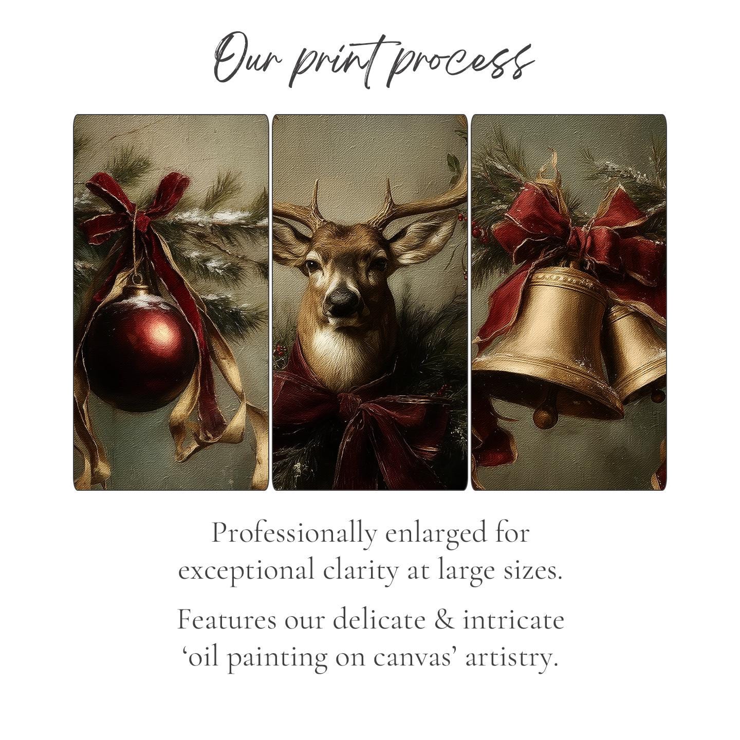 Classic Christmas Art Print Set of 3, Traditional Holiday Decor - Etsy
