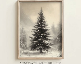 Vintage Christmas Tree Art Print: Winter Wonderland
