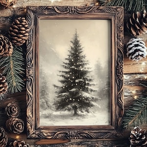 Vintage Christmas Tree Art Print: Winter Wonderland