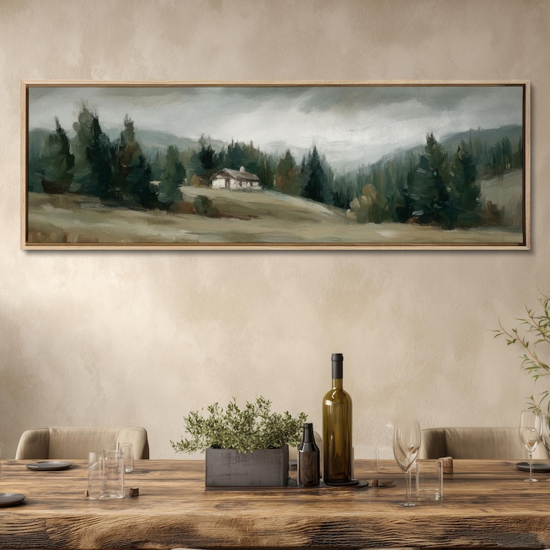 Sage Green Wall Art: Moody Landscape Canvas Print image 6