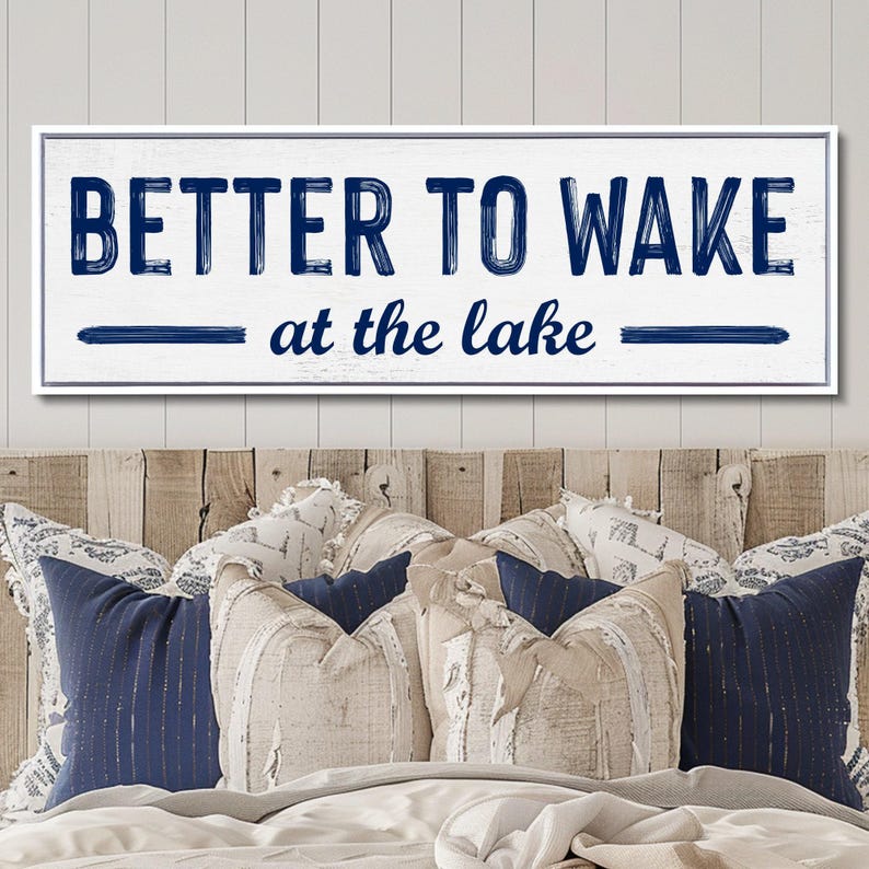 Lake House Sign, Farmhouse Canvas, Above Bed Decor Bild 1