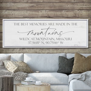 Custom Mountain House Sign, The Best Memories Are Made In The Mountains, Custom Sign With Coordinates image 3