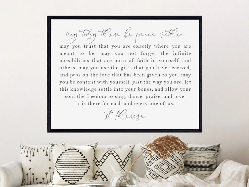 May Today There Be Peace Within Saint Therese Quote Sign Etsy