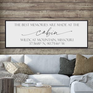 Custom Cabin Sign, Farmhouse Style, Personalized with Coordinates