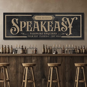 Custom Speakeasy Sign, Home Bar Decor image 1