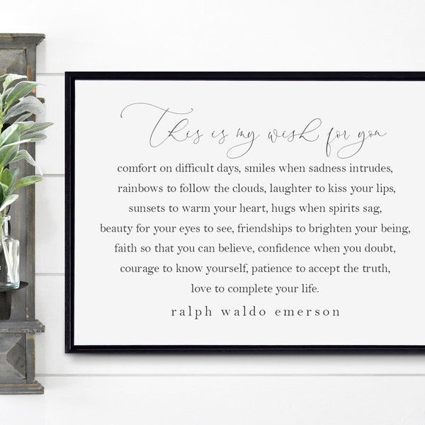 This is my wish for you wood sign - ralph waldo emerson quote wood sign - farmhouse decor