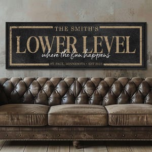 Lower Level Sign, Custom Lower Level Wall Decor, Custom Basement Sign