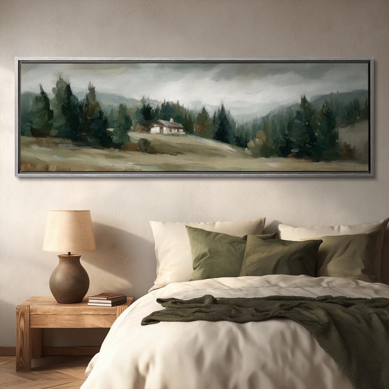 Large Sage Green Landscape Print: Framed Neutral Wall Artwork image 11
