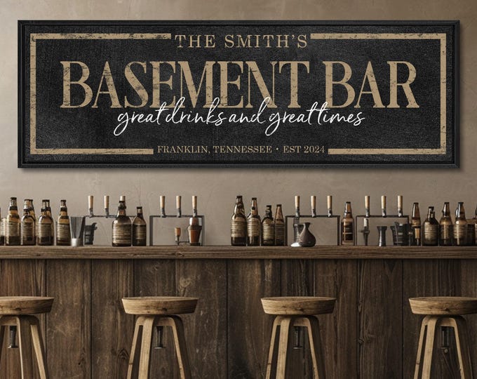 Custom Basement Bar Sign: Personalized Family Name Decor