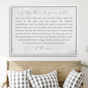 May Today There Be Peace Within, Saint Therese Quote Sign
