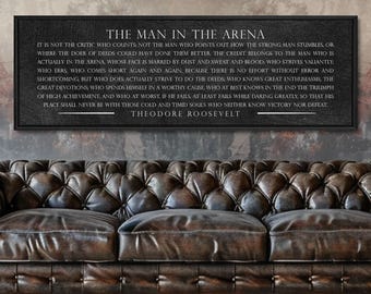 Man in the Arena Sign: Inspirational Office Wall Art, Motivational Quote Print for Workplace Decor