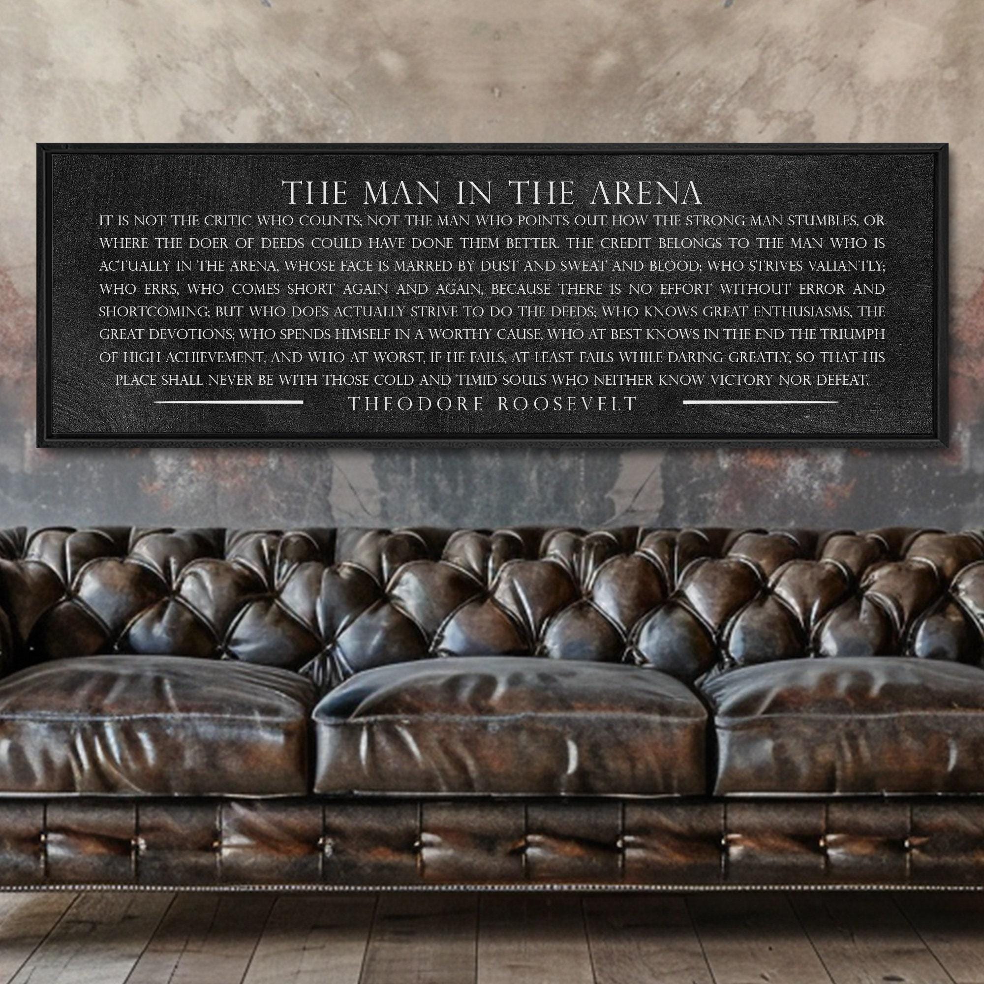 Man in the Arena Sign: Inspirational Office Wall Art, Motivational Quote Print for Workplace Decor