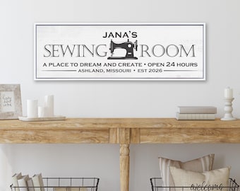 Personalized Sewing Room Sign: Farmhouse Style Craft Room Decor