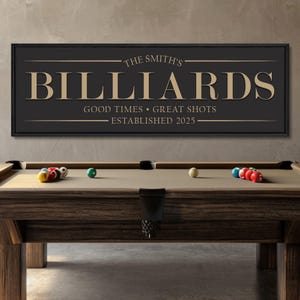 Personalized Billiards Sign for Home Billiards Room