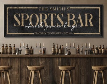 Personalized Sports Bar Sign: Custom Family Name Decor