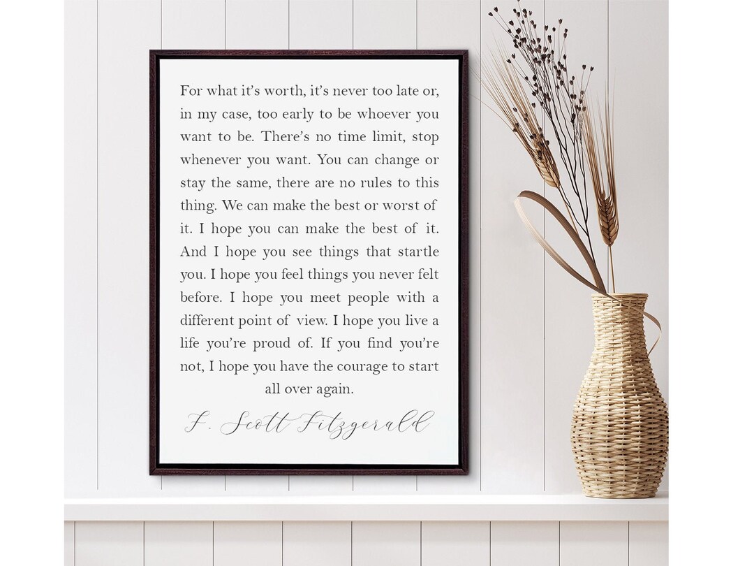 F Scott Fitzgerald Sign I Hope You Live a Life Sign Etsy