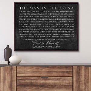 The Man In The Arena Sign, Theodore Roosevelt Quote, Office Decor