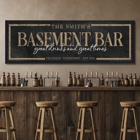 Custom Basement Bar Sign: Personalized Family Name Decor